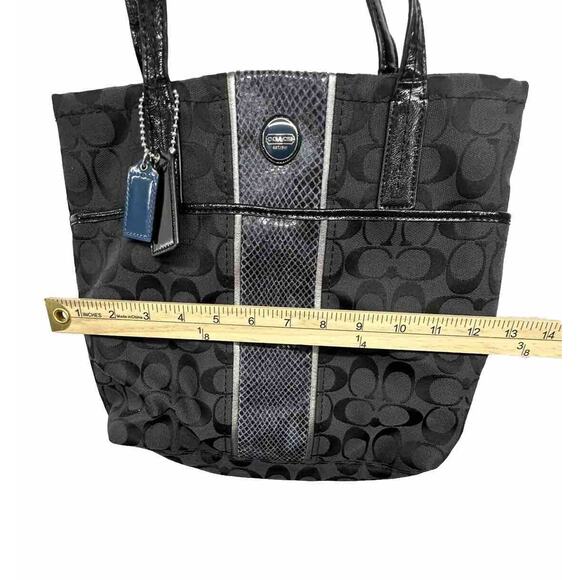 Coach Signature Black Python Stripe Tote Shoulder Canvas Handbag H1360-F25706 - Picture 12 of 12